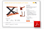 Premium TUFF Scissor Lift Table Specification