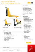 TUFF High Lift Pallet Truck 1500kg