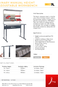 Binary manual height adjustable workbench Data Sheet