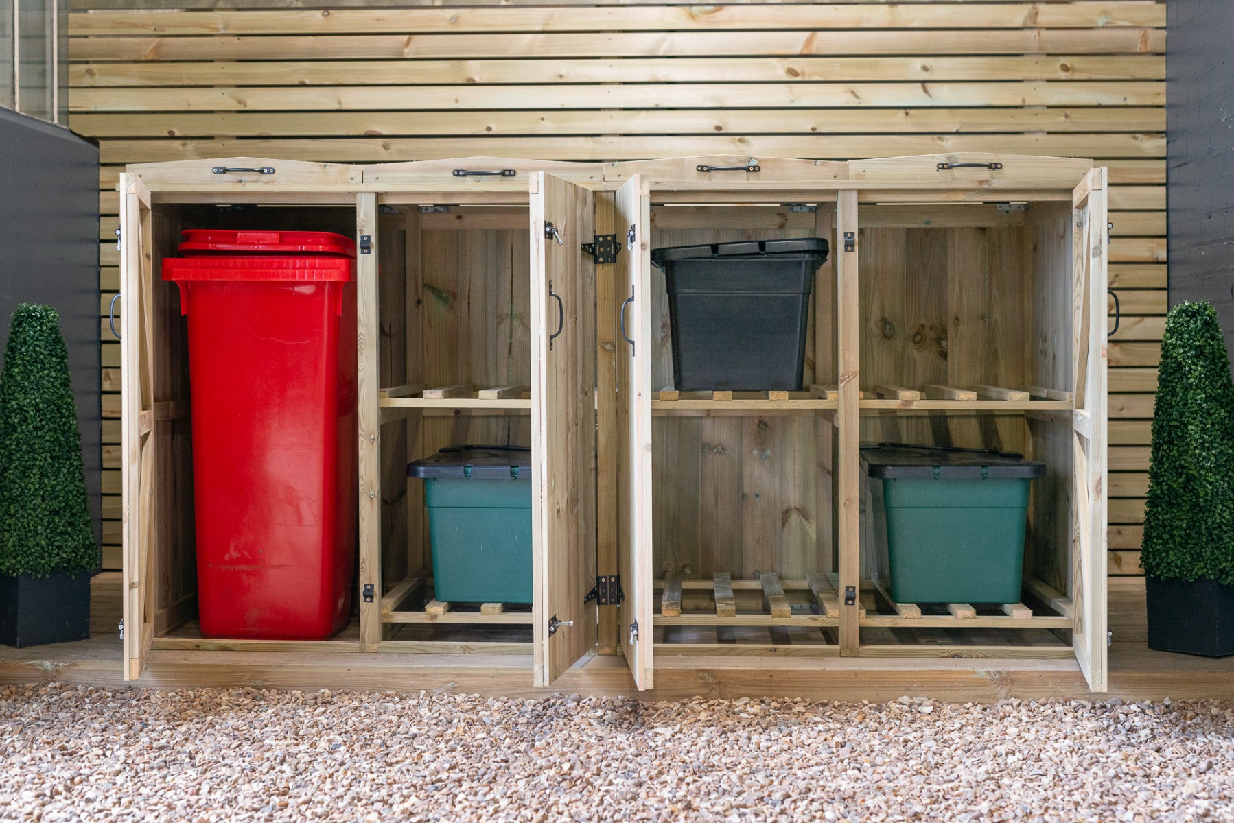 Wheelie Bin & Recycling Box Stores Outdoor Wooden Storage Units