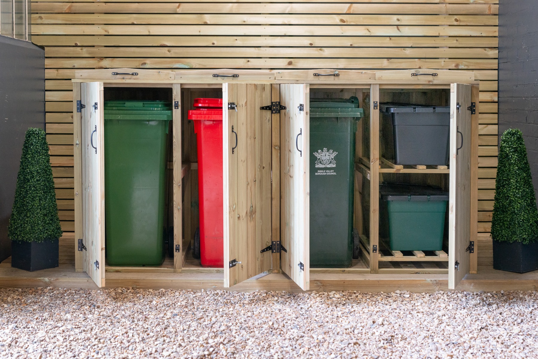 Wheelie Bin & Recycling Box Stores Outdoor Wooden Storage Units