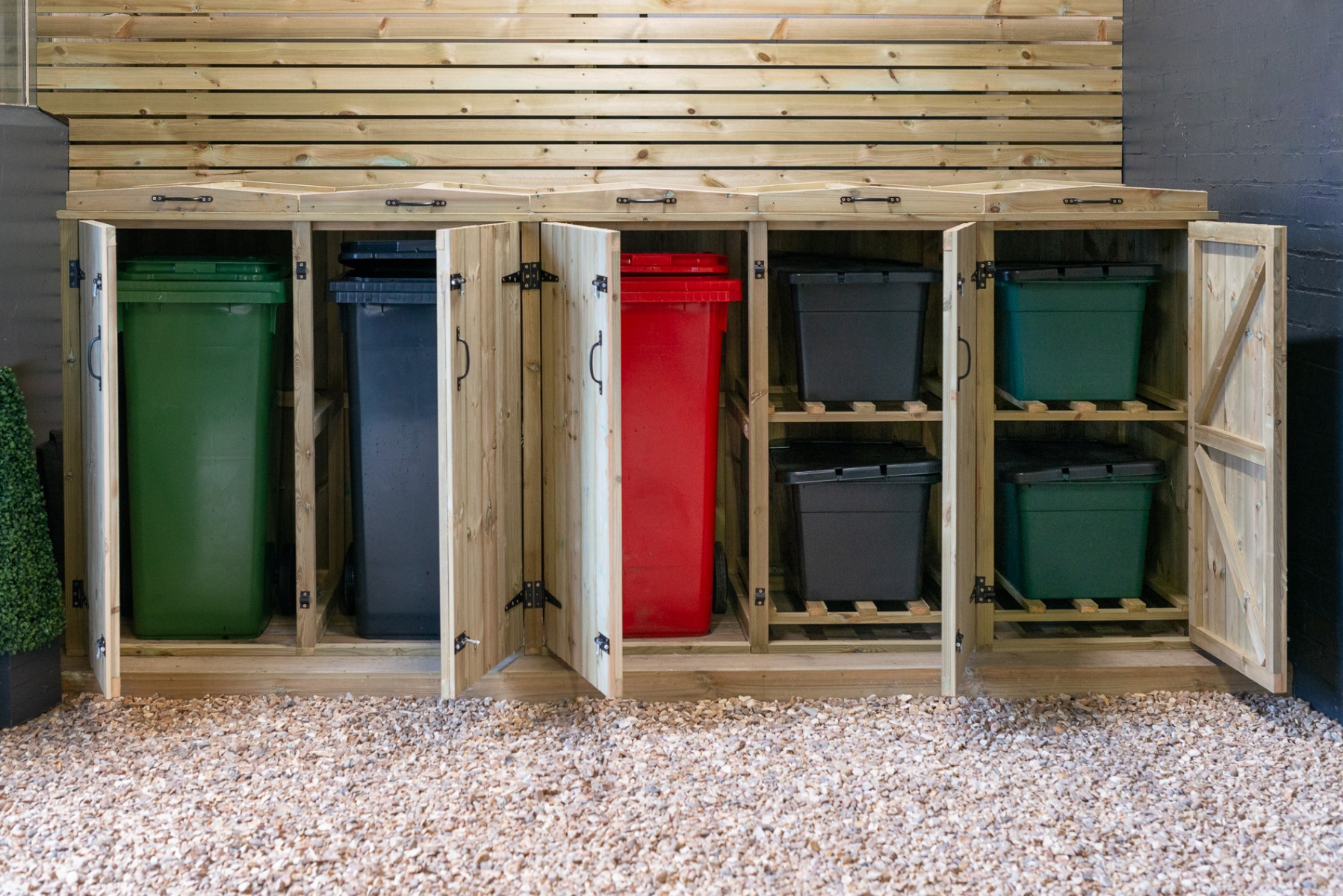Wheelie Bin & Recycling Box Stores Outdoor Wooden Storage Units