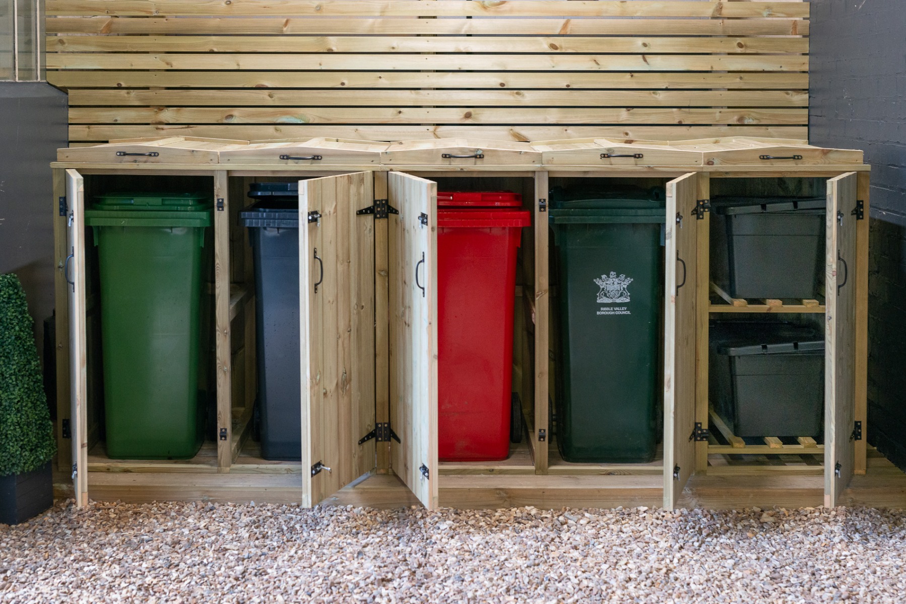 Wheelie Bin & Recycling Box Stores Outdoor Wooden Storage Units