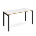 Soho Single Starter Bench Desk - D600 x W1400 - Black Frame - White Oak Edging