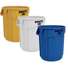 3 x 75.7 Litre Brute Containers, Blue, White, Yellow