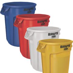 4 x 121.1 Litre Brute Containers, Yellow, Red, Blue, White