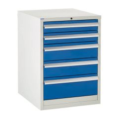 Blue- 600 Euroslide 5 Drawer Cabinet - 2 x 100mm