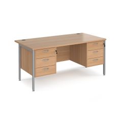 Brooklyn Double Pedestal Desk - 2x3 Drawers - W1600 - Beech
