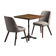 Dining set with 2 faux leather side chairs in grey