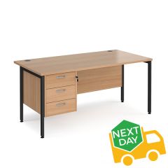 Orlando Single Pedestal Desk - 3 Drawers - W1600 - Beech - Delivery