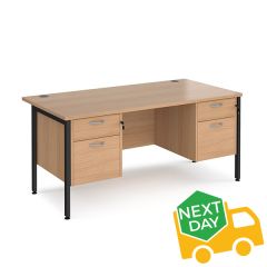 Orlando Double Pedestal Desk - 2x2 Drawers - W1600 - Beech - Delivery