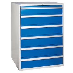 6 Drawer Euroslide Cabinet - 1 x 150mm + 5 x 200mm drawers - Blue