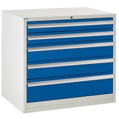 Euroslide Cabinet - 2 x 100mm, 2 x 150mm + 1 x 200mm drawers - Blue