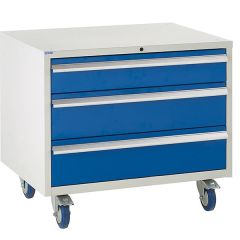 3 Drawer Under Bench Euroslide Cabinet - Blue