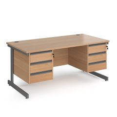 Atlanta Double Pedestal Cantilever Desks - 2x3 Drawers - Beech - W1600 x D800 x H725mm