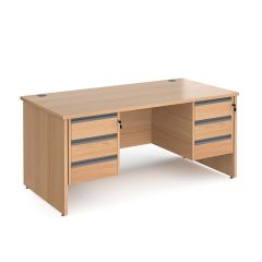 Atlanta Panel End Double Pedestal Desks - 2x3 Drawers - W1600mm - Beech