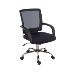 Mesh Back Chair & Arms Black Fabric - Gas Lift 