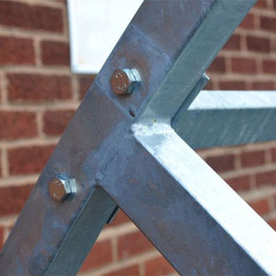 Close-up of galvanised frame