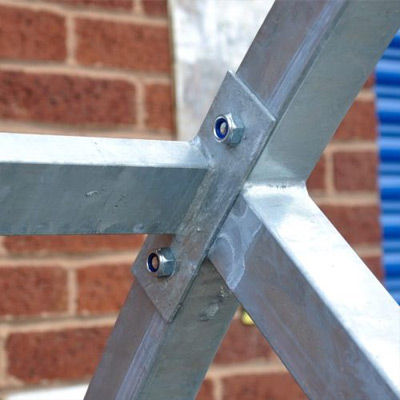 Close-up of galvanised frame