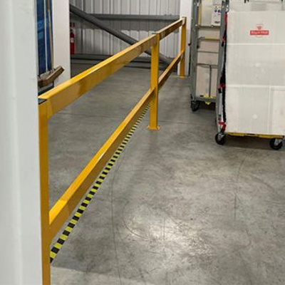 Action shot of barrier in warehouse