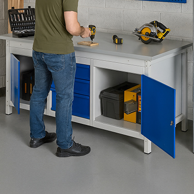 Heavy duty steel workbench