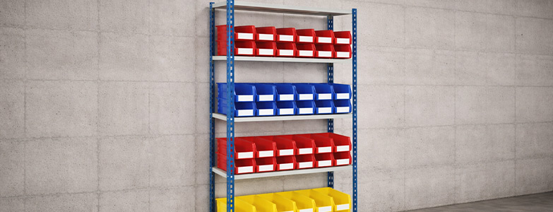 J Rivet Shelving with 48 Bins
